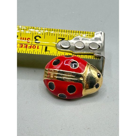 Vintage Lady Bug Small Pin Signed Gay Boyer Red Enamel Over Gold Tone Insect Pin - Picture 7 of 7